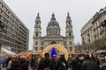 Traditional christmas markets in Budapest in front of the St. Stephen's Basilica (Szent Istvan-bazilika)