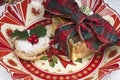 Traditional Christmas mincepie and gift.