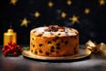 Traditional Christmas Panettone cake with dried fruits