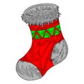 Traditional Christmas, a set of vector images of Christmas colorful promotions. Christmas socks as a gift, a winter sock for a