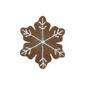 Traditional christmas snowflake gingerbread isolated overwhite background Royalty Free Stock Photo