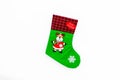 Traditional christmas stocking on white background top view copy space Royalty Free Stock Photo