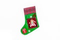 Traditional christmas stocking on white background top view copy space Royalty Free Stock Photo