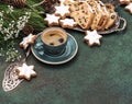 Traditional Christmas Stollen cookies coffee decoration vintage Royalty Free Stock Photo