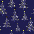 Christmas Trees Seamless Pattern, Traditional Christmas Surface Pattern, Vector Repeat Pattern