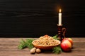 Traditional Christmas treat on Christmas Eve Slavs kutia on a black background Royalty Free Stock Photo