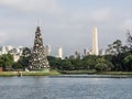 Traditional Christmas tree in Ibirapuera, it is of the attraction in the south zone of the city of Sao Paulo Royalty Free Stock Photo