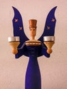 Traditional Christmas wooden figure - angel as a candlestick Royalty Free Stock Photo