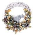 Traditional christmas wreath isolated on white. Christmas decorations for New year, holiday decorations. Royalty Free Stock Photo