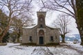 Traditional church covered with snow Royalty Free Stock Photo