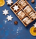 Traditional Cinnamon Star Cookies on Blue