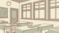 Traditional Classroom Setting with Empty Desks, Academic Space vector design Generative AI Royalty Free Stock Photo