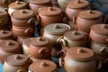 Traditional clay pots for cooking in Georgia. Royalty Free Stock Photo