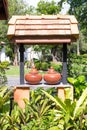 Traditional Clay water pot with pavilion, Chiangmai, Thailand Royalty Free Stock Photo