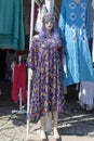 Traditional clothing on a lifeless mannequin outside in front of the store Royalty Free Stock Photo