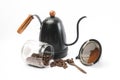 Traditional coffee equipment, coffee grinder, Pot, Coffee beans Royalty Free Stock Photo