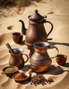 Traditional Coffee Set in Desert Royalty Free Stock Photo
