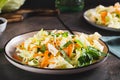 Traditional cole slaw salad of cabbage, carrots and greens on a plate Royalty Free Stock Photo