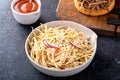 Traditional cole slaw salad, side dish for pulled pork sandwich Royalty Free Stock Photo