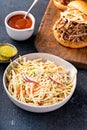 Traditional cole slaw salad, side dish for pulled pork sandwich Royalty Free Stock Photo