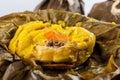 Traditional Colombian tamale as made on Tolima region isolated o