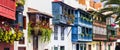 Traditional colonial architecture of Canary islands . capital of La palma - Santa Cruz with colorful balconies Royalty Free Stock Photo