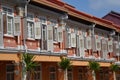 Singapore, old city houses facades. Colorful street front