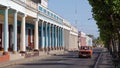 Traditional colonial style colored buildings located on main street Paseo el Prado in Cienfuegos, Cuba