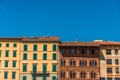 Many traditional colorful ancient Italian architecture houses.