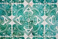 Traditional colorful azulejos in Lisbon, Portugal - Green tiles Royalty Free Stock Photo