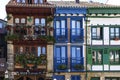 Traditional and colorful basque houses in the old town of Hondarribia