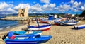 Traditional Briatico village with colorful boats,Calabria.