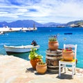 Traditional colorful Greece series - Kokkari village, Samos island Royalty Free Stock Photo