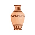 Traditional colorful greek vase decorated by hellenic ornaments vector flat illustration. Antique amphora, grecian