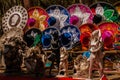 Traditional colorful Mexican sombrero hats, Souvenirs are sold to tourists on the market. Mexico