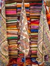 Traditional Colorful Moroccan scarves and shawls, Morocco is also known as shesh (touareg turban). Royalty Free Stock Photo