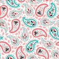 Traditional Colorful Paisley vector seamless pattern. Whimsical classic background. Bright Shawl print