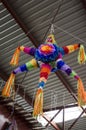 Traditional colorful pinata star shape from mexico.