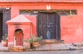 Traditional colorful red house in Kirtipur Royalty Free Stock Photo