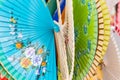 Traditional colorful Spanish fans from Andalusia Royalty Free Stock Photo