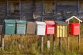 Traditional colorful vintage mailboxes in the countryside