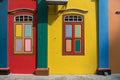 traditional colorful windows and wall in Little India, Singapore Royalty Free Stock Photo