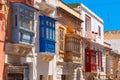 Traditional colorful wooden balconies, Malta