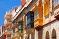 Traditional colorful wooden balconies, Malta