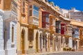 Traditional colorful wooden balconies, Malta