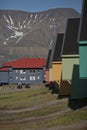 Traditional colorful wooden houses on a sunny day in Longyearbyen Svalbard Royalty Free Stock Photo