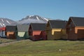 Traditional colorful wooden houses on a sunny day in Longyearbyen Svalbard Royalty Free Stock Photo