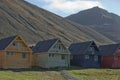 Traditional colorful wooden houses on a sunny day in Longyearbyen Svalbard Royalty Free Stock Photo