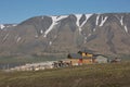 Traditional colorful wooden houses on a sunny day in Longyearbyen Svalbard Royalty Free Stock Photo