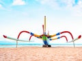 Traditional colourful fishing boat in Sanur, Bali, Indonesia